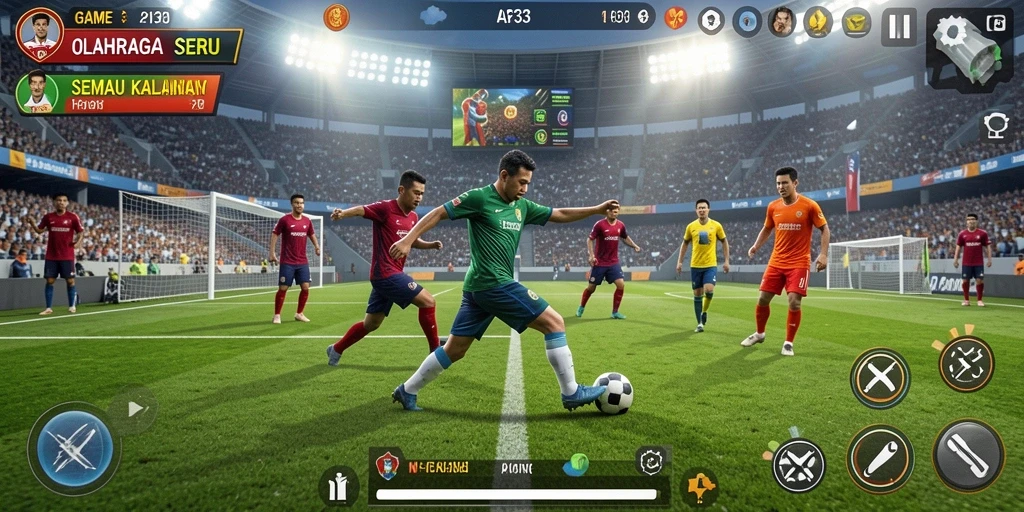 Tampilan gameplay seru dalam olahraga yang mendebarkan.
