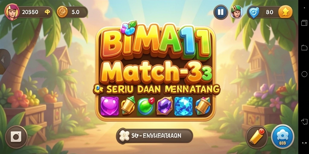 Screenshot gameplay BIMA11 menunjukkan aksi seru mencocokkan elemen dalam permainan Match-3.