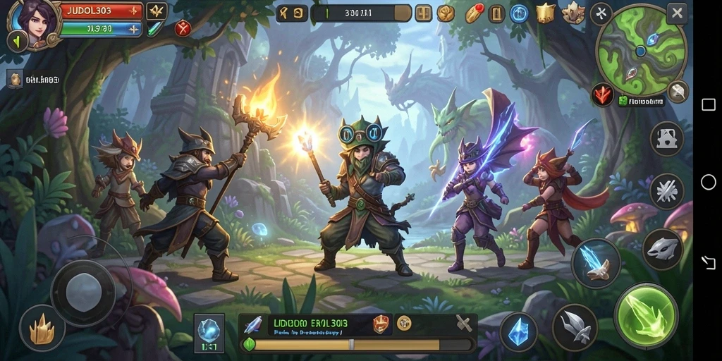 Tampilan gameplay seru dengan pemandangan dunia fantasi yang menakjubkan.