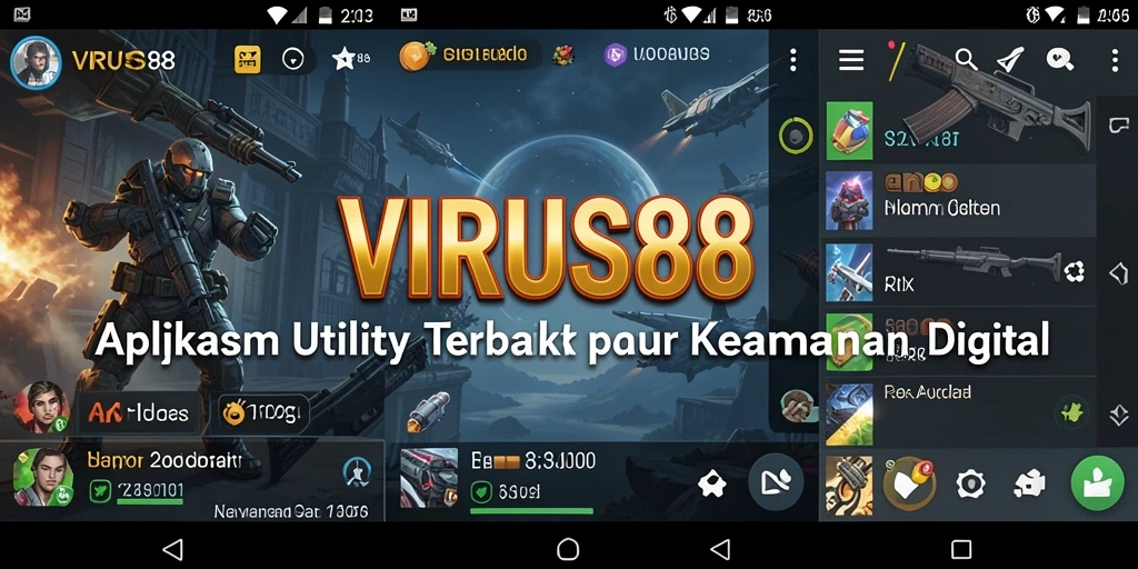 Tampilan utama aplikasi VIRUS88 dengan fitur keamanan terintegrasi.